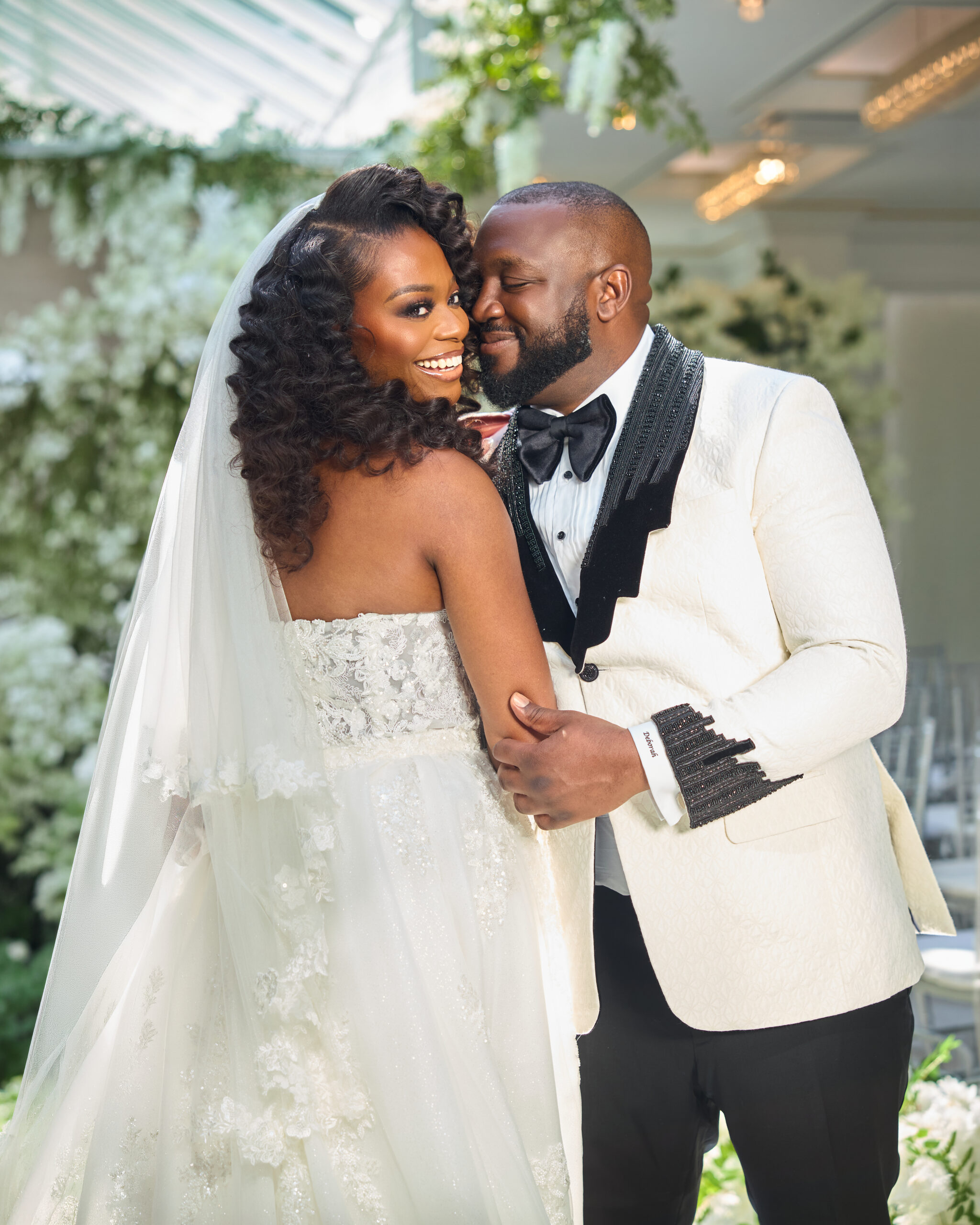 Bride and groom sharing a close moment