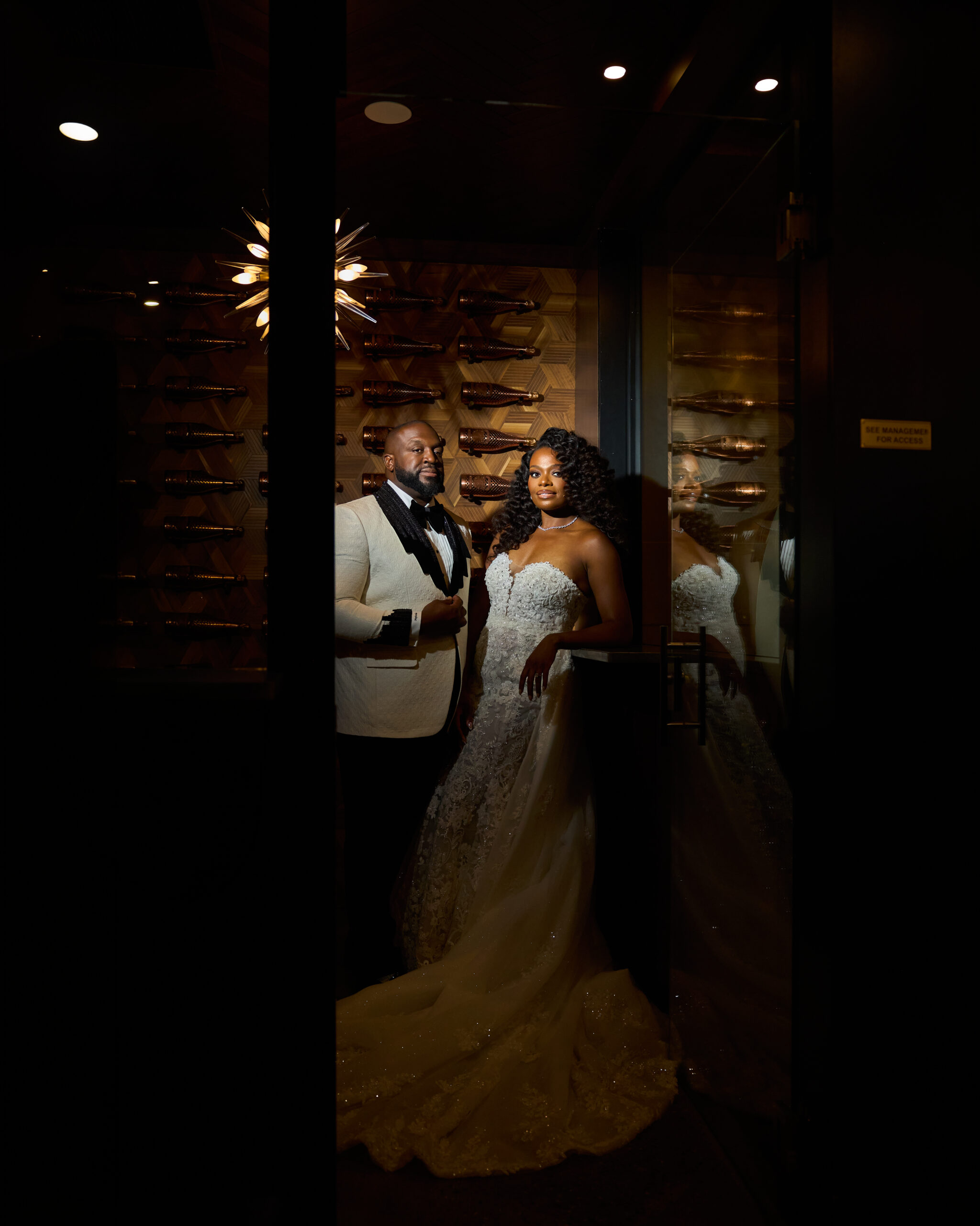 Bride and groom in warm evening light